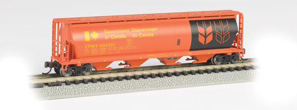 Bachmann Silver Series(R) Canadian Cylindrical 4-Bay Grain Hopper - Govt of Canada CPWX #604301 - N Scale (NOS)