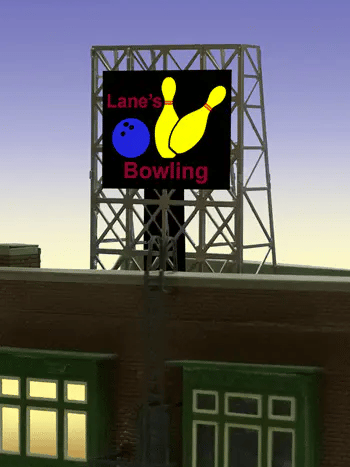 Miller Engineering (33-8955) • Light Works USA • Animated Neon Sign • Lane's Bowling • Kit • N Scale