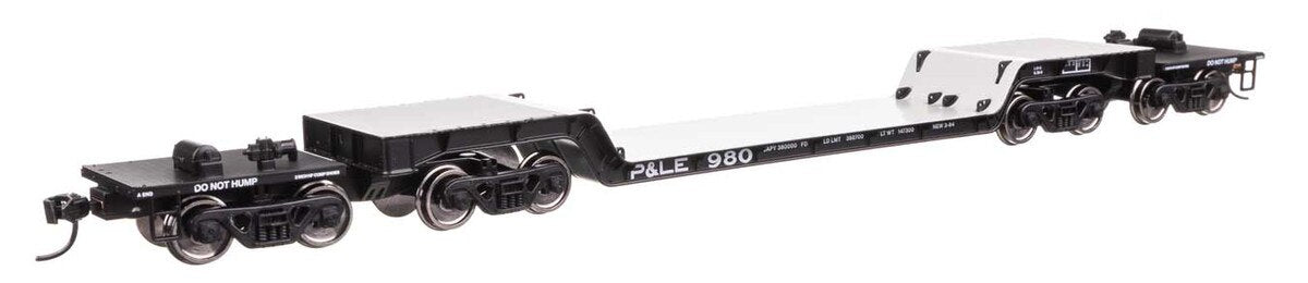 WalthersMainline 81' 8-Axle Depressed Center Flatcar (910-50243) | Pittsburgh & Lake Erie #980 | HO Scale
