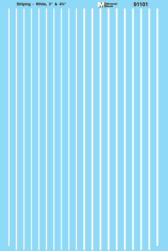 Microscale Industries - Striping - 3" & 4 3/4" - White - HO Scale
