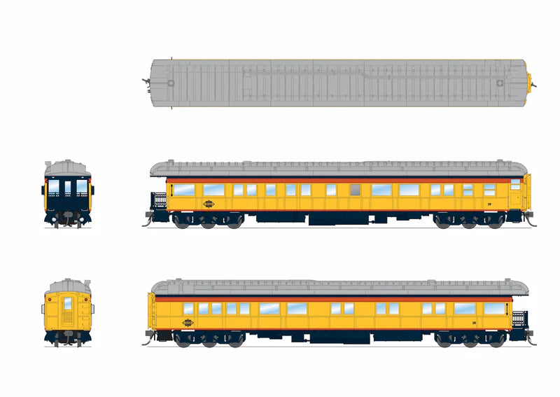 Broadway Limited Imports - Heavyweight 5-Car Passenger Set - Chessie Steam Special (2, 5, 6, 7, 18) - HO Scale