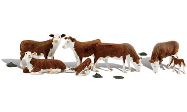 Woodland Scenics Scenic Accents(R) Figures, Hereford Cows, pkg of 11, N Scale