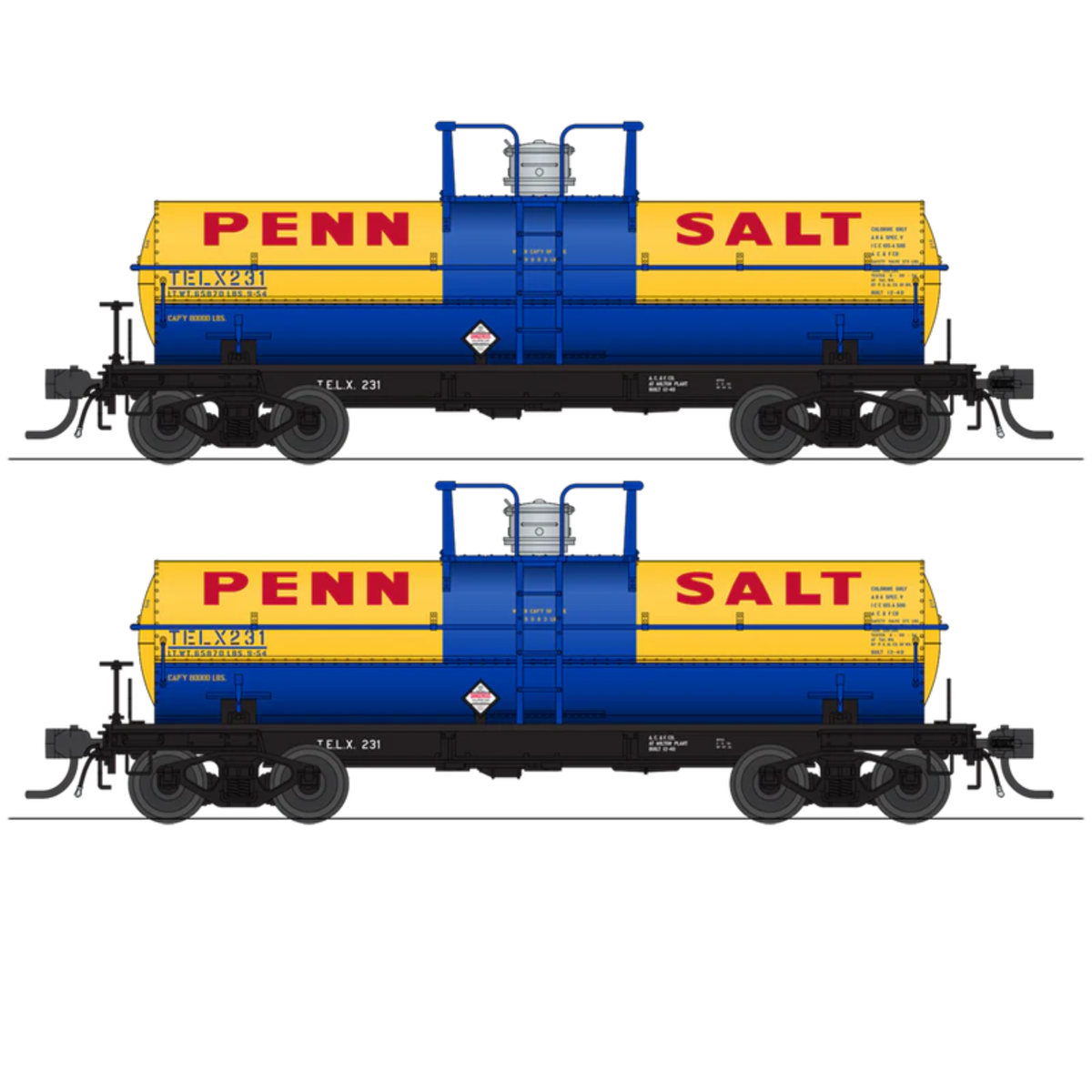 Penn Salt TELX #322 + #323 Broadway Limited Imports HO scale ACF Type 27 tank car two-pack item 10358