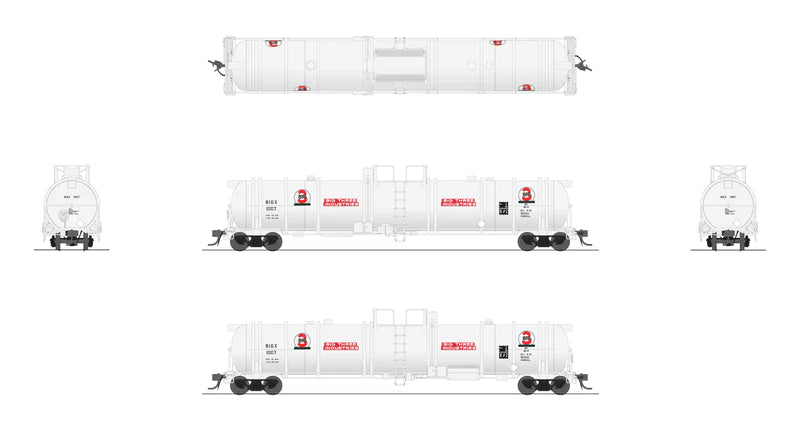 Broadway Limited Cryogenic Tank Car, Big 3, Two-Pack, #1007/1009, HO Scale