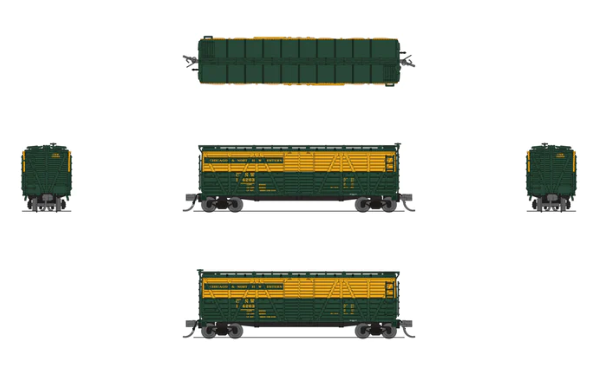 Broadway Limited 2-pack 40′ Wood Stock Car, C&NW, No Sound, N Scale