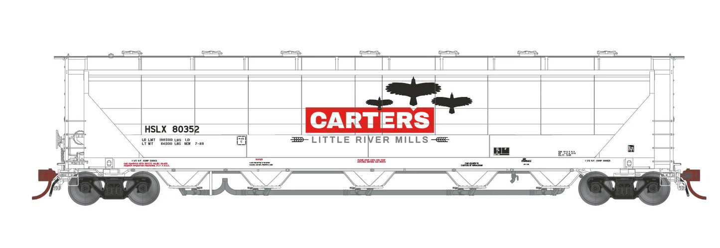 Home Shops Prairie Shadows (HSLX 80398) | Thrall PD 5000 Covered Hopper | Carter's Little River Mills #80398 | HO Scale