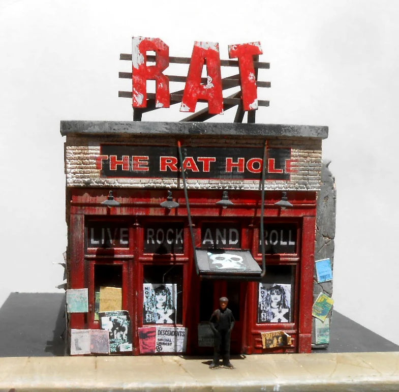 Downtown Deco (1085) • The Rat Hole • Cast-Hydrocal Kit w/ Signs • HO Scale