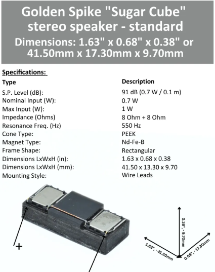 Golden Spike Sugar Cube Stereo Speaker "Standard" - 8 Ohm