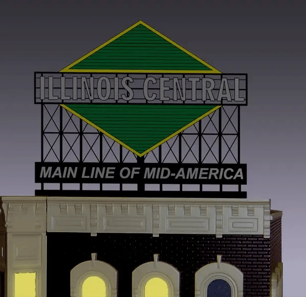 Miller Engineering (44-3052) • Light Works USA • Animated Neon Sign • Illinois Central • Kit • HO / N Scale