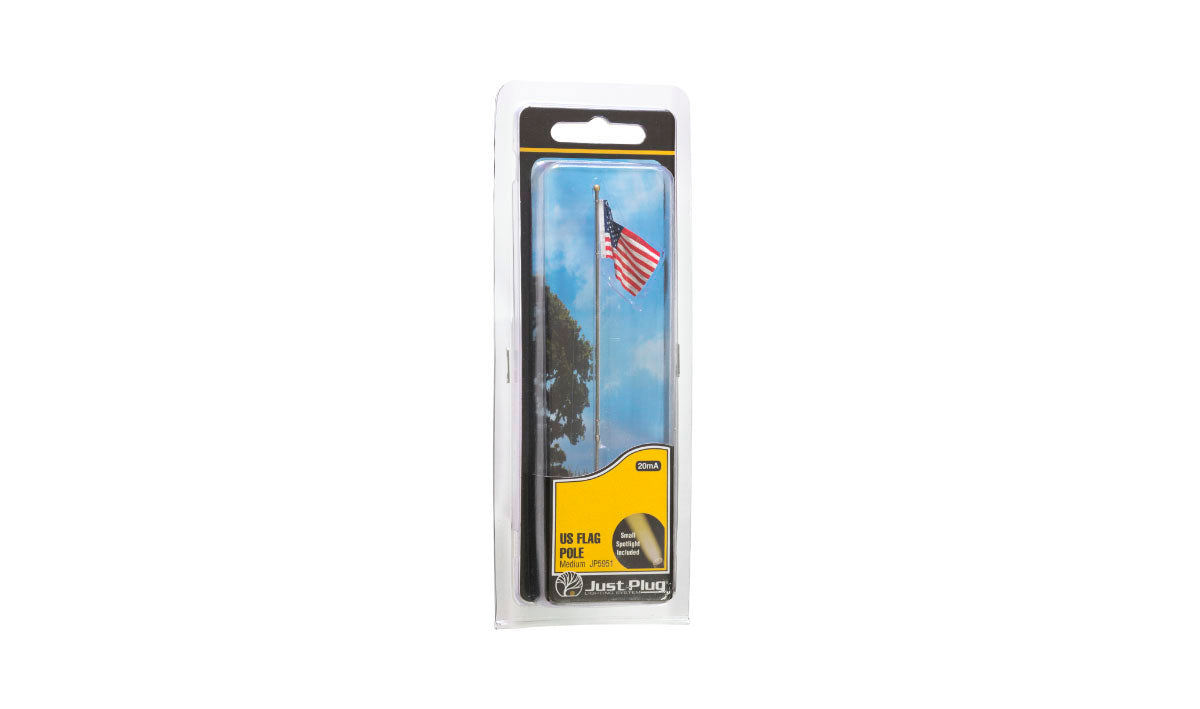 Woodland Scenics - Flat Pole w/ U.S. Flag - Just Plug(TM) - Medium - All Scales