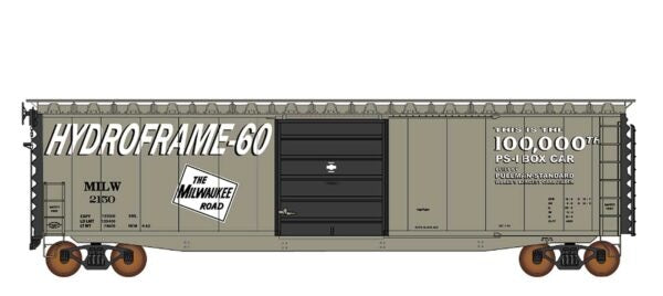 InterMountain 50' PS-1 Single Door Boxcars with Sliding Door and Cushion Underframe, Milwaukee Road #2150, HO Scale