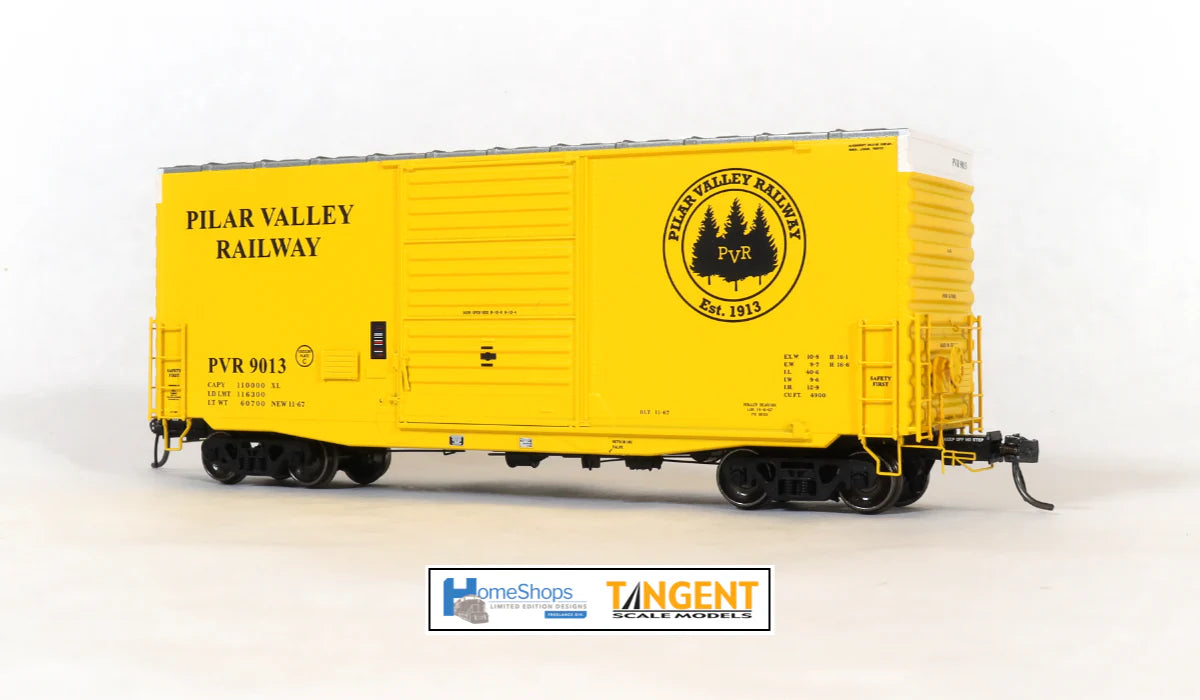 Home Shops Tangent PS 40' Mini Hy Cube Boxcar - Pilar Valley Railway #9320 - HO Scale