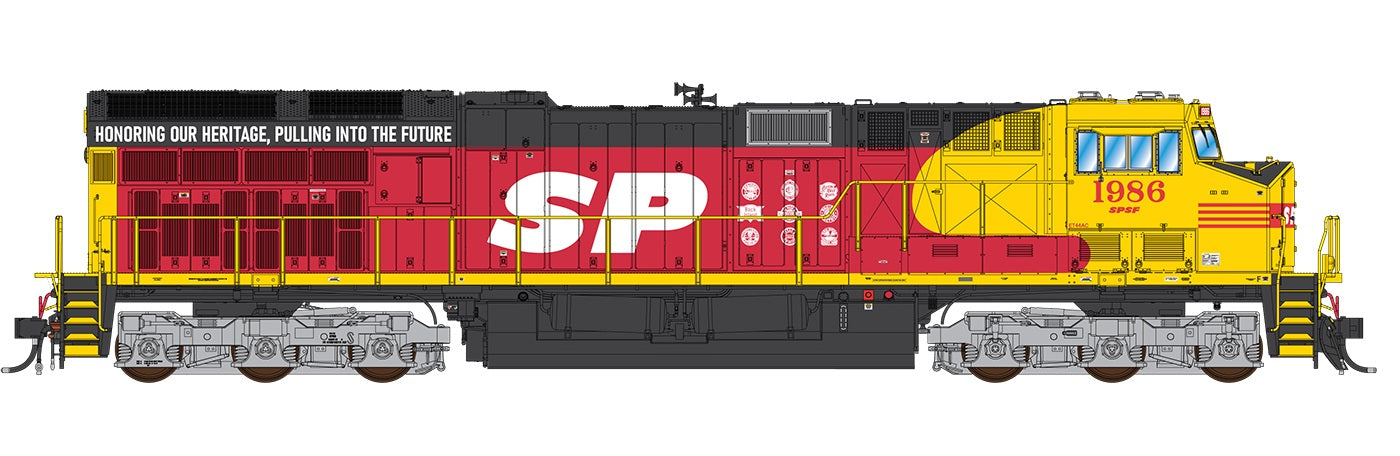 InterMountain GE Tier 4 GEVO ET44 Southern Pacific Santa Fe SPSF Heritage #1986, DCC, LokSound, HO Scale