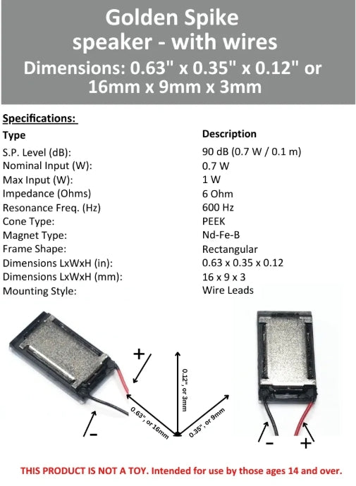 Golden Spike Speaker with Wires 6 Ohm