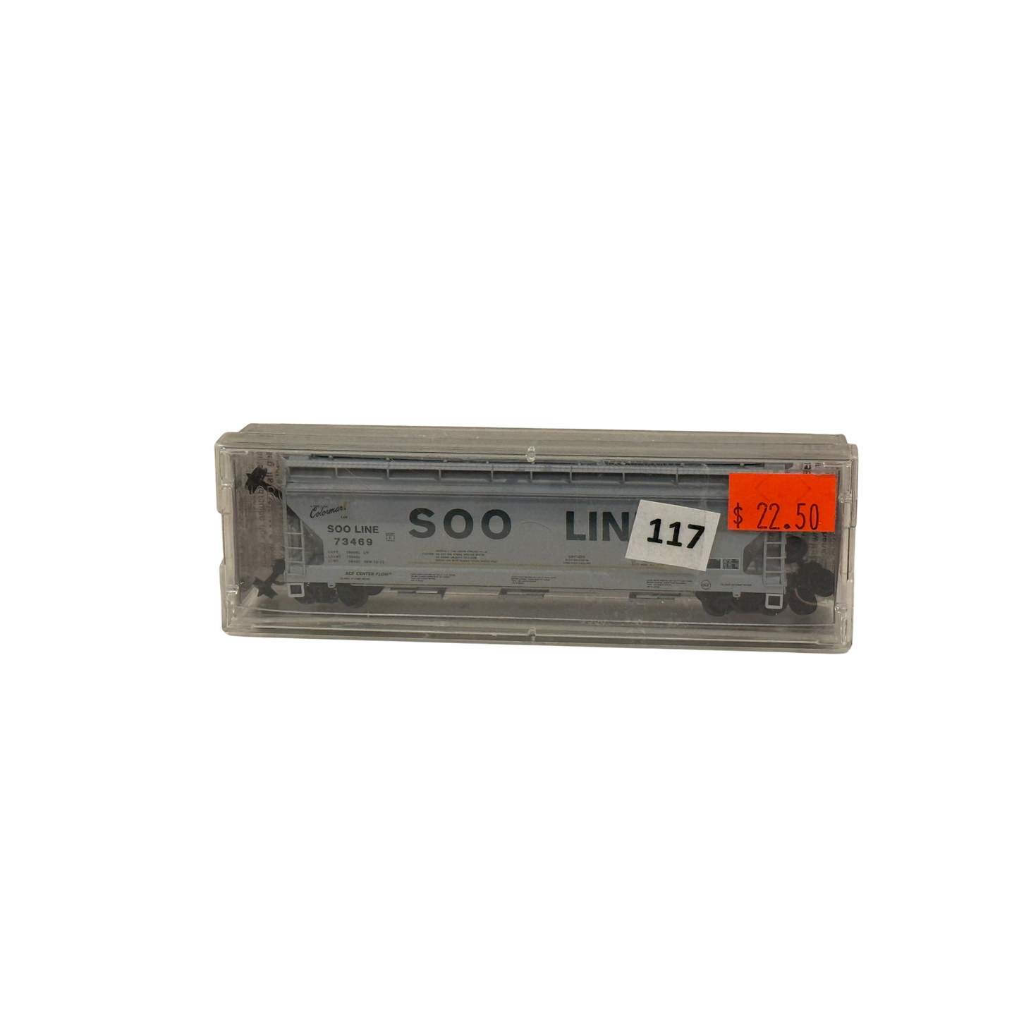 Micro-Trains (09400150) • ACF 3-Bay Covered Hopper w/ Elongated Hatches • Soo Line #73469 • N Scale (Pre-Owned)