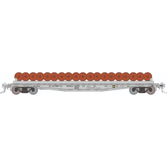Rapido Class F30D 50' Wheel Flatcar w/ Load (138501A) | Single | ATSF | HO Scale