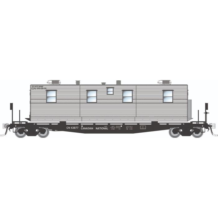 Rapido Class F30A 50' Flatcar w/ Camp Vans (138112) | 6 Pack | Canadian National Set #1 | HO Scale