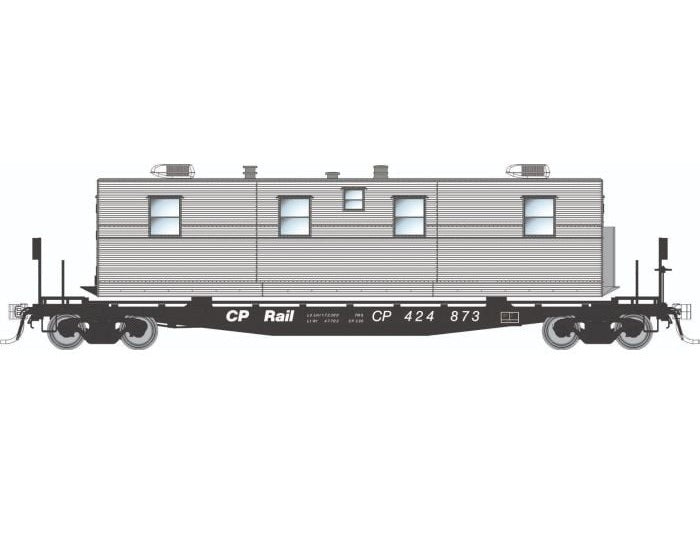 Rapido Class F30A 50' Flatcar w/ Camp Vans (138114) | 6 Pack | Canadian Pacific Set #1 | HO Scale