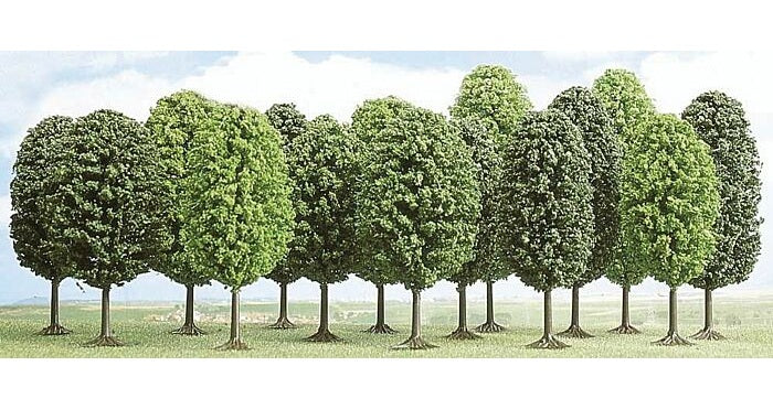 Busch Gmbh & Co Kg, Deciduous Trees, 3 1/2 to 5 1/2" (9-14 cm) Tall, Package of 15, All Scales
