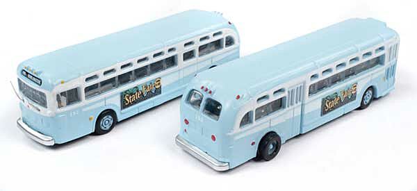 Classic Metal Works, GMC TD 3610 Transit Bus 2-Pack, Mini-Metals, New Jersey State Fair, 2-Pack, Assembled, N Scale