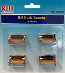 Rock Island Hobby RIH, Park Benches, (4) Pack, HO Scale