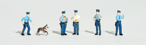 Woodland Scenics Scenic Accents(R) Figures, Policemen (5 officers and 1 police dog), HO Scale