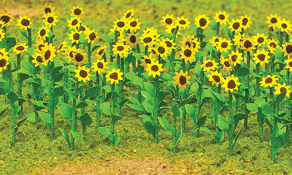 JTT Miniature, Sunflowers, 1" 2.5cm Tall Package of 16, HO Scale