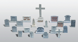 Woodland Scenics, Tombstones, Metal Unpainted Kit, Package of 20, HO Scale