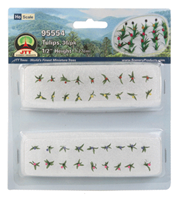 JTT Miniature, Tulips, 1/2" (1.3cm), Assorted Colors, Package of 36, HO Scale