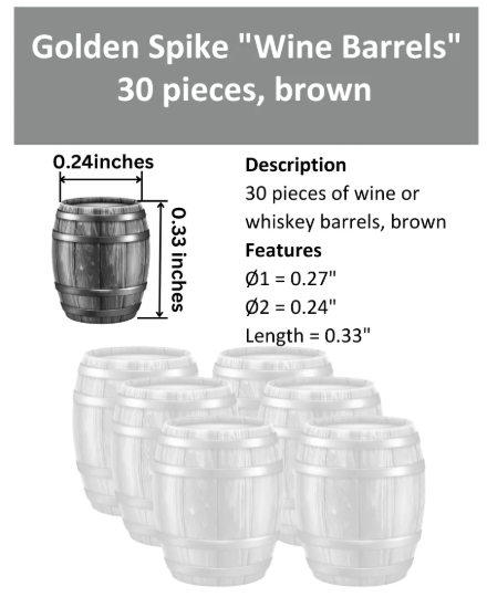 Golden Spike Whiskey / Wine Barrels - Brown - 30 pcs - HO Scale