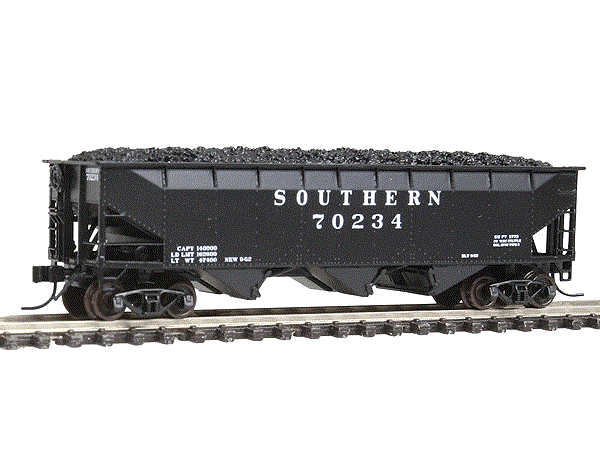 Bluford Shops 70-Ton Offset-Side 3-Bay Hopper w/ Load - Southern Railway #70234 - N Scale (NOS)