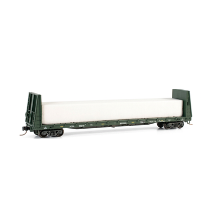 Micro-Trains (05400172) • 61' 8" Bulkhead Flatcar w/ Covered Wood Load • BC Rail #11216 • N Scale (Pre-Owned)