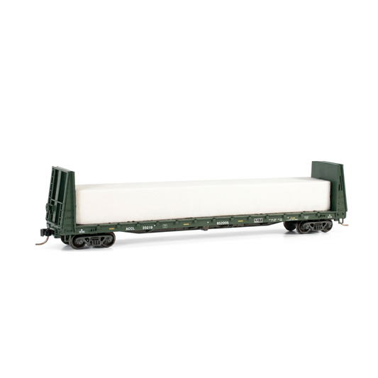 Micro-Trains (05400172) • 61' 8" Bulkhead Flatcar w/ Covered Wood Load • BC Rail #11216 • N Scale (Pre-Owned)
