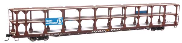 WalthersMainline (910-8209) | 89' Flatcar w/ Tri-Level Open Auto Rack | Great Northern RTTX #501905 | HO Scale