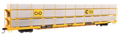 WalthersMainline (910-8306) | 89' Flatcar w/ Tri-Level Shielded Auto Rack | Chesapeake & Ohio TTKX #850470 | HO Scale