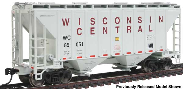 WalthersMainline (910-8518) | 37' 2980 Cubic-Foot 2-Bay Covered Hopper | Wisconsin Central #84736 | HO Scale