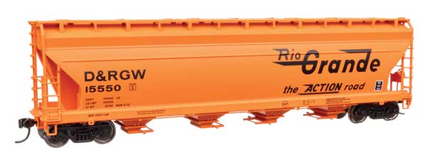 WalthersMainline ACF 5250 4-Bay Centerflow Covered Hopper - Denver & Rio Grande Western(TM) D&RGW #15590 - HO Scale