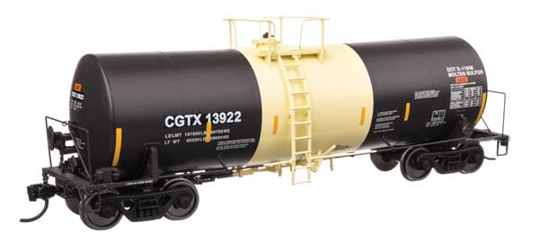 WalthersProto 40' Trinity 14,000 Gallon Molten Sulfur Tank Car - CGTX #13922 - HO Scale
