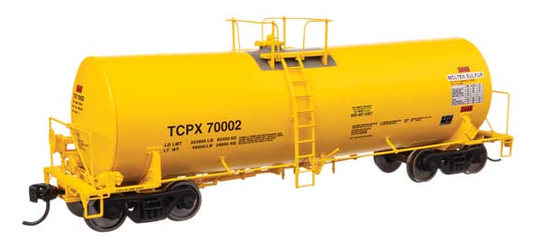 WalthersProto 40' Trinity 14,000 Gallon Molten Sulfur Tank Car - TCPX #70002 - HO Scale