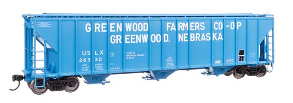 WalthersProto 920-106193 • 55' Evans 4780 Covered Hopper • Greenwood USLX #26344 • HO Scale