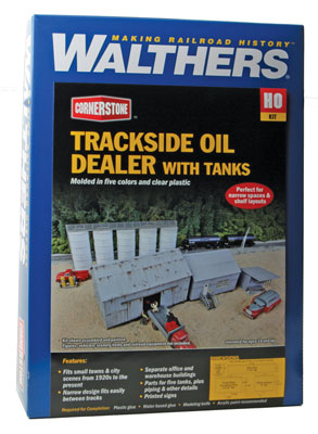 Walthers Cornerstone Trackside Oil Dealer with Storage Tanks | Kit | HO Scale