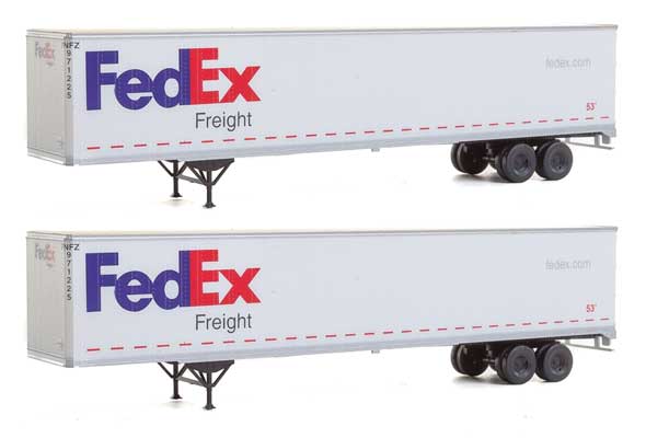 Walthers Scenemaster 949-2452 • 53' Stoughton Trailer 2-Pack • Fedex • HO Scale