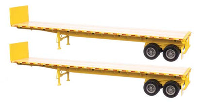 Walthers SceneMaster (949-2702) | 40' Flatbed Trailer | Yellow | Ready to Run | 2 Pack | HO Scale