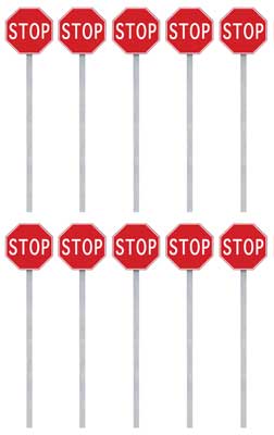 Walthers SceneMaster 949-4212 • Stop Signs • 1954-Present • Pkg of 10 • HO Scale