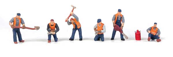 Walthers SceneMaster 949-6066 • Railroad Track Workers Set #1 • Pkg of 6 • HO Scale