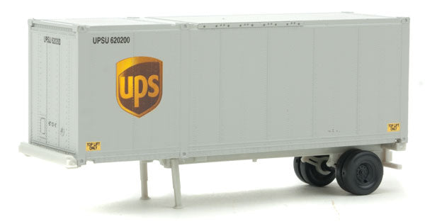 Walthers Scenemaster 949-8601 • 28' Container with Chassis 2-Pack • UPS Modern Shield • HO Scale