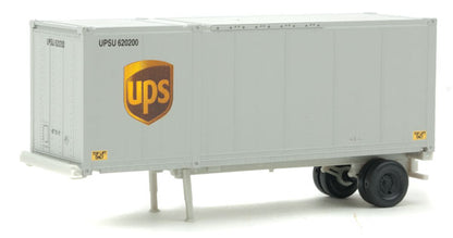 Walthers Scenemaster 949-8601 • 28' Container with Chassis 2-Pack • UPS Modern Shield • HO Scale