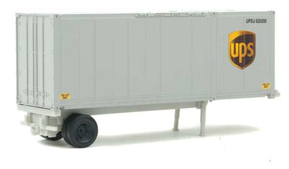 Walthers Scenemaster 949-8601 • 28' Container with Chassis 2-Pack • UPS Modern Shield • HO Scale