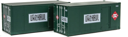Walthers SceneMaster (949-8681) | 20' Smooth-Side Container w/ Right Side Door, 2- Pack | Railway Express Agency #260095 & #260097 | HO Scale