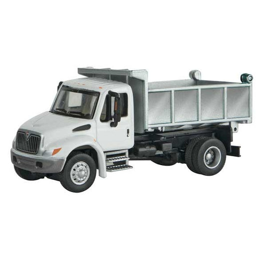Walthers SceneMaster International(R) 4300 Single-Axle Dump Truck (11637) | Assembled | White w/ Utility Company Decals | HO Scale